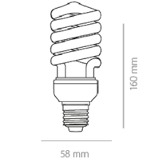 BOMBILLO FLUORESCENTE ESPIRAL BLB E27 110V 20W 380NM (LUZ NEGRA) 6000H (100W)